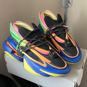 Balmain Black and Multicolor Sneakers